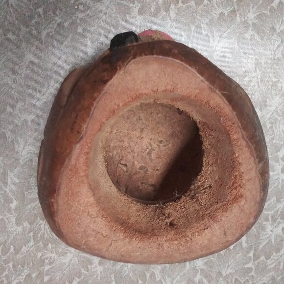 VTG CARVED COCONUT TIKI PIRATE HEAD drink holder/decor Ugly man face Hawaiian - Picture 7 of 10